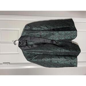 Suit for Men Size XXL Green Embossed 2 Pieces Shawl Lapel M21